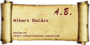 Albert Balázs névjegykártya